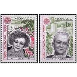 2 عدد  تمبر مشترک اروپا - Euorpa Cept - افراد مشهور -  موناکو 1980