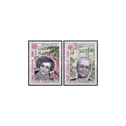 2 عدد  تمبر مشترک اروپا - Euorpa Cept - افراد مشهور -  موناکو 1980