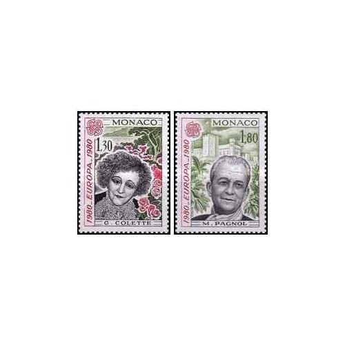 2 عدد تمبر مشترک اروپا - Euorpa Cept - افراد مشهور - موناکو 1980 2 عدد تمبر مشترک اروپا - Euorpa Cept - افراد مشهور - موناکو 1980