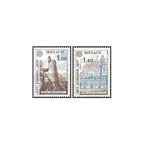 2 عدد  تمبر مشترک اروپا - Euorpa Cept - مناظر طبیعی -  موناکو 1977