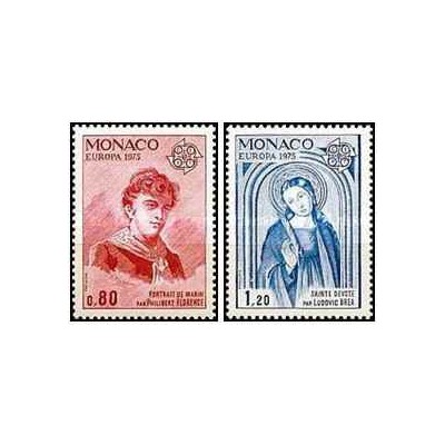 2 عدد  تمبر مشترک اروپا - Euorpa Cept - نقاشیها -  موناکو 1975