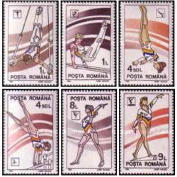6 عدد تمبر ژیمناستیک -  رومانی 1991