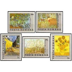5 عدد تمبر صدمین سالگرد مرگ ونسان ون گوگ - تابلو نقاشی -  رومانی 1991
