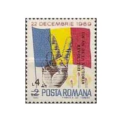 1 عدد تمبر سالگرد قیام ملی - سورشارژ -  رومانی 1990