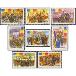 8 عدد تمبر یکمین سالگرد قیام ملی -  رومانی 1990