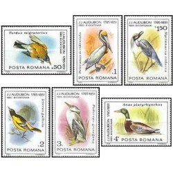 6 عدد تمبر پرندگان - دویستمین سالگرد تولد جان جیمز اودوبون -  رومانی 1985