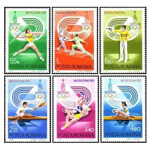6 عدد تمبر بازی های المپیک - مسکو، اتحاد جماهیر شوروی  -  رومانی 1980