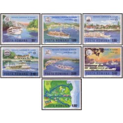 7 عدد تمبر کمیسیون دانوب - کشتیها -  رومانی 1977