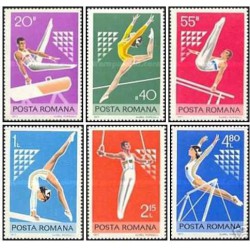 6 عدد تمبر ورزش ژیمناستیک -  رومانی 1977
