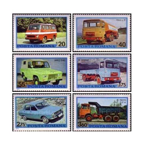 6 عدد تمبر وسایل نقلیه رومانیایی - رومانی 1975 6 عدد تمبر وسایل نقلیه رومانیایی - رومانی 1975