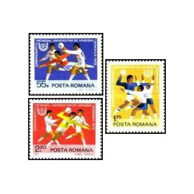 3 عدد تمبر مسابقات قهرمانی هندبال دانشجویان جهان -  رومانی 1975