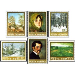 6 عدد تمبر تابلو نقاشی -  رومانی 1975