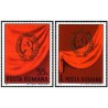 2 عدد تمبر کنگره حزب کمونیست رومانی -  رومانی 1974