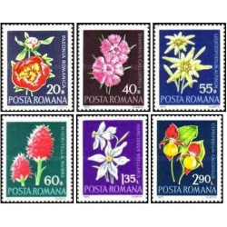 6 عدد تمبر گلها -  رومانی 1972