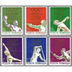 6 عدد تمبر بازی های المپیک - مونیخ، آلمان -  رومانی 1972