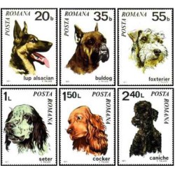 6 عدد تمبر سگها -  رومانی 1971