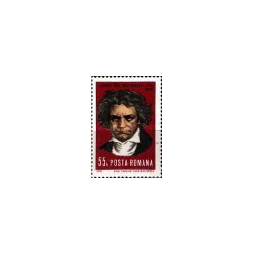 1 عدد تمبر دویستمین سالگرد تولد لودویگ ون بتهوون -  رومانی 1970