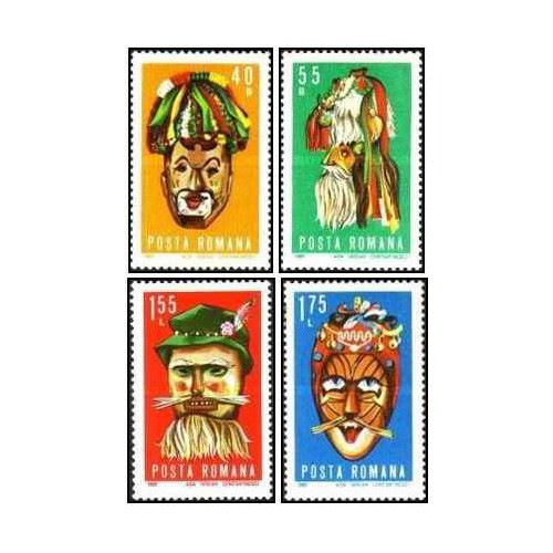 4 عدد تمبر ماسکها -  رومانی 1969