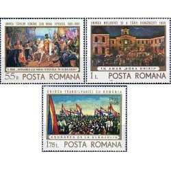3 عدد تمبر پنجاهمین سالگرد اتحاد با ترانسیلوانیا -  رومانی 1968