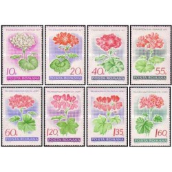 8 عدد تمبر گلها - گل شمعدانی  -  رومانی 1968
