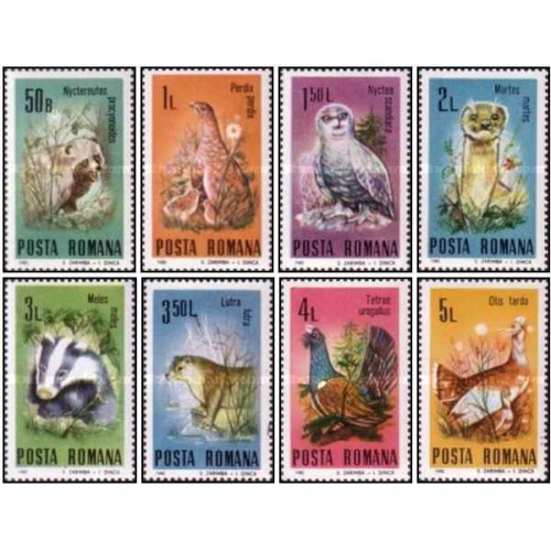 8 عدد تمبر حیوانات محافظت شده -  رومانی 1985