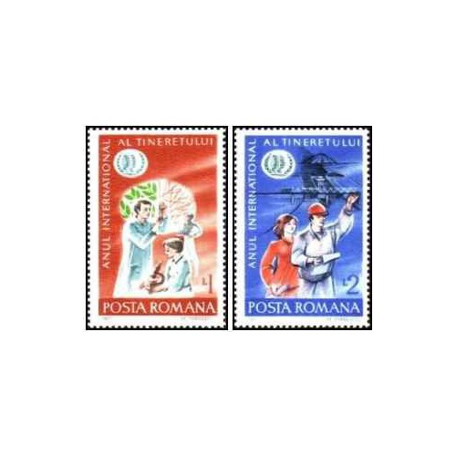 2 عدد تمبر سال بین المللی جوانان -  رومانی 1985