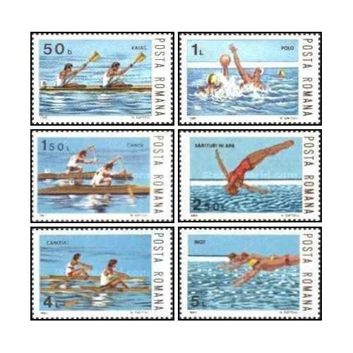 6 عدد تمبر  ورزشهای آبی -  رومانی 1983