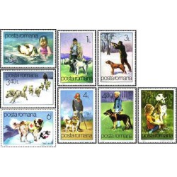 8 عدد تمبر سگ ها در حین کار -  رومانی 1982