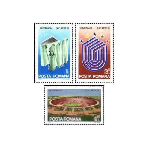 3 عدد تمبر مسابقات ورزشی دانشگاهها، بخارست -  رومانی 1981