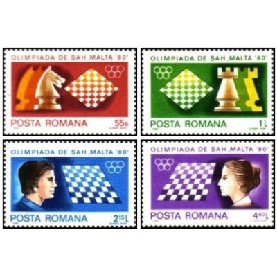 4 عدد تمبر المپیک شطرنج، مالت -  رومانی 1980