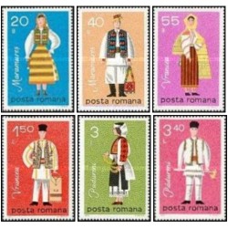 6 عدد تمبر لباس های منطقه ای -  رومانی 1979