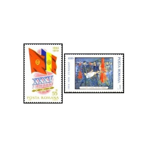 2 عدد تمبر سی و پنجمین سالگرد سقوط رژیم فاشیست -  رومانی 1979