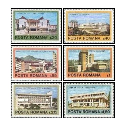 6 عدد تمبر معماری مدرن رومانیایی -  رومانی 1979