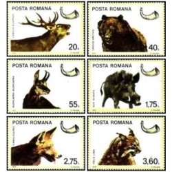 6 عدد تمبر حیوانات شکار -  رومانی 1976