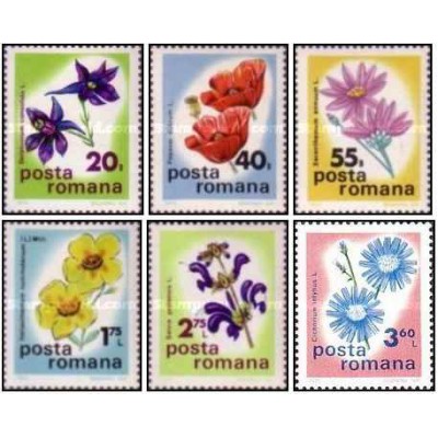 6 عدد تمبر گل ها - کنفرانس بین المللی گیاه شناسی -  رومانی 1975
