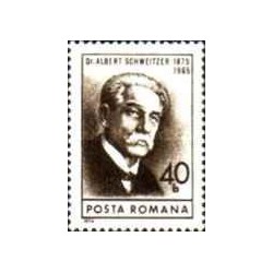 1 عدد تمبر صدمین سالگرد تولد آلبرت شوایتزر - پزشک و فیلسوف - رومانی 1974