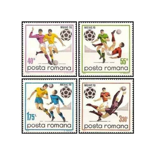 4 عدد تمبر جام جهانی فوتبال - مکزیک - رومانی 1970