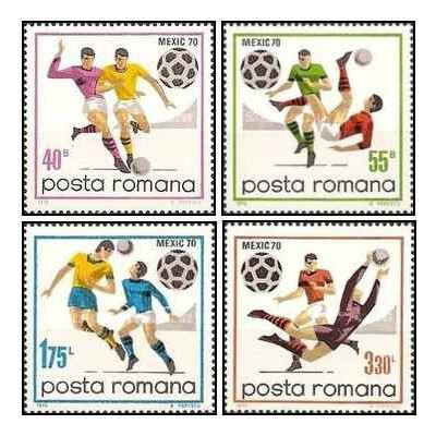 4 عدد تمبر جام جهانی فوتبال - مکزیک - رومانی 1970