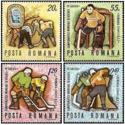 4 عدد تمبر مسابقات جهانی هاکی روی یخ - رومانی 1970