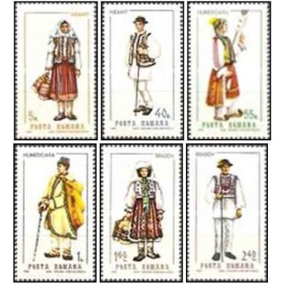 6 عدد تمبر لباس های محلی - رومانی 1968