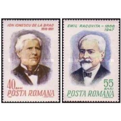 2 عدد تمبر صد و پنجاهمین سالگرد تولد امیل راکویت - زیست شناس - رومانی 1968
