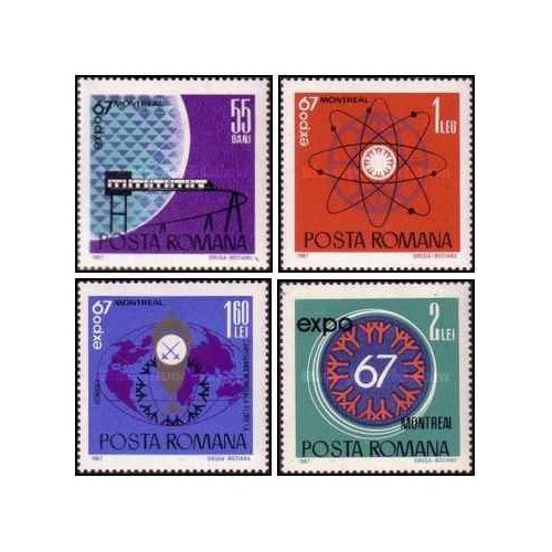 4 عدد تمبر نمایشگاه جهانی "اکسپو 67" - مونترال، کانادا- رومانی 1967