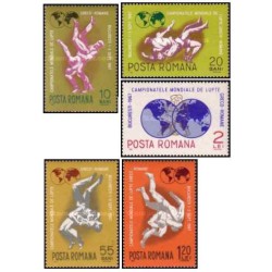 5 عدد تمبر مسابقات جهانی کشتی - رومانی 1967