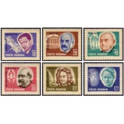 6 عدد تمبر شخصیت ها - یکی از شخصیتها ماری کوری - رومانی 1967