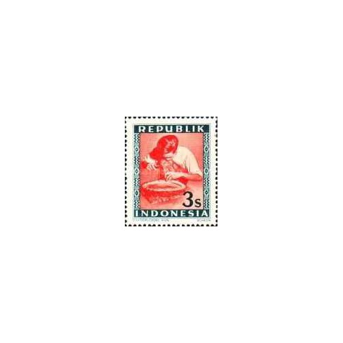 1 عدد تمبر سری پستی - 3 سن - جمهوری اندونزی 1948 با شارنیه