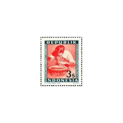 1 عدد تمبر سری پستی - 3 سن - جمهوری اندونزی 1948 با شارنیه