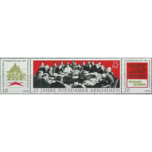 3 عدد  تمبر بیست و پنجمین سالگرد معاهده پوتسدام - استالین - B - جمهوری دموکراتیک آلمان 1970