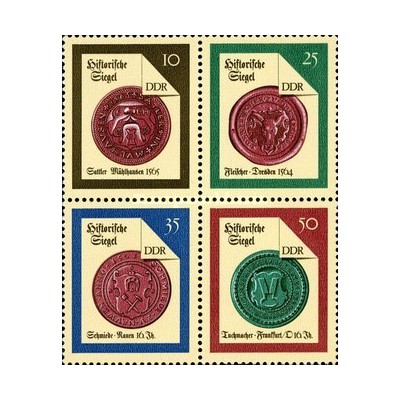 4 عدد  تمبر مهرهای تاریخی - جمهوری دموکراتیک آلمان 1988