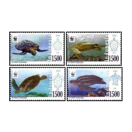 4 عدد تمبر WWF - لاک پشت های دریایی - اندونزی 2010 4 عدد تمبر WWF - لاک پشت های دریایی - اندونزی 2010