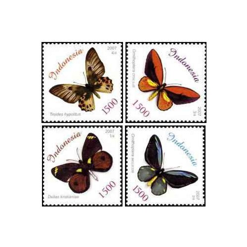 4 عدد تمبر پروانه ها- اندونزی 2007